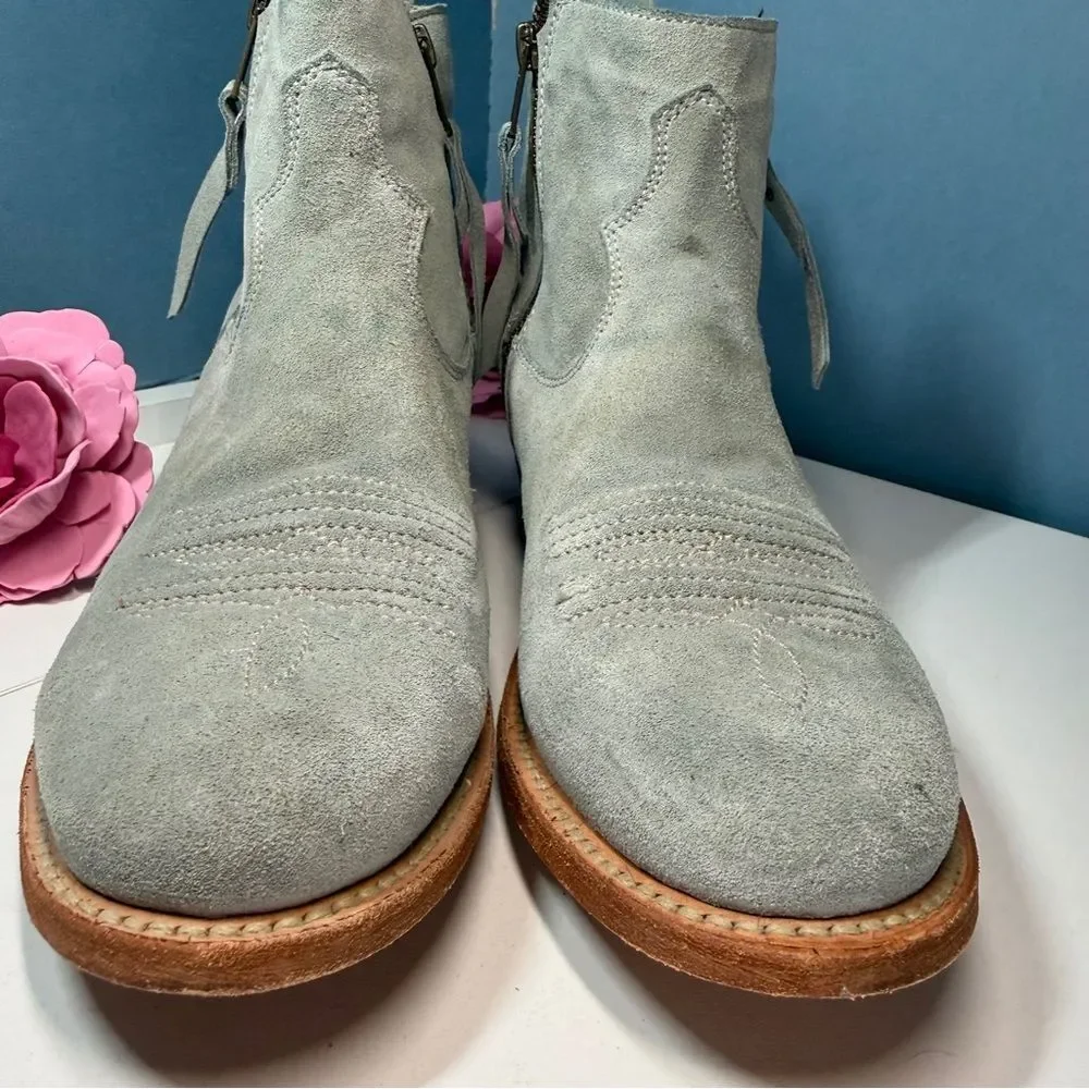 Stylish Blue Suede Booties